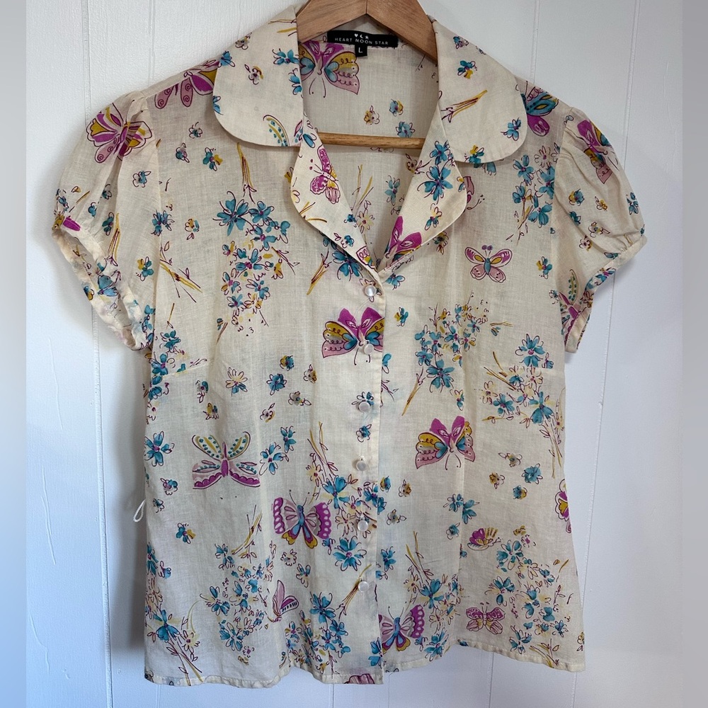 Heart Moon Star Whimsy Goth Butterfly 90s Top